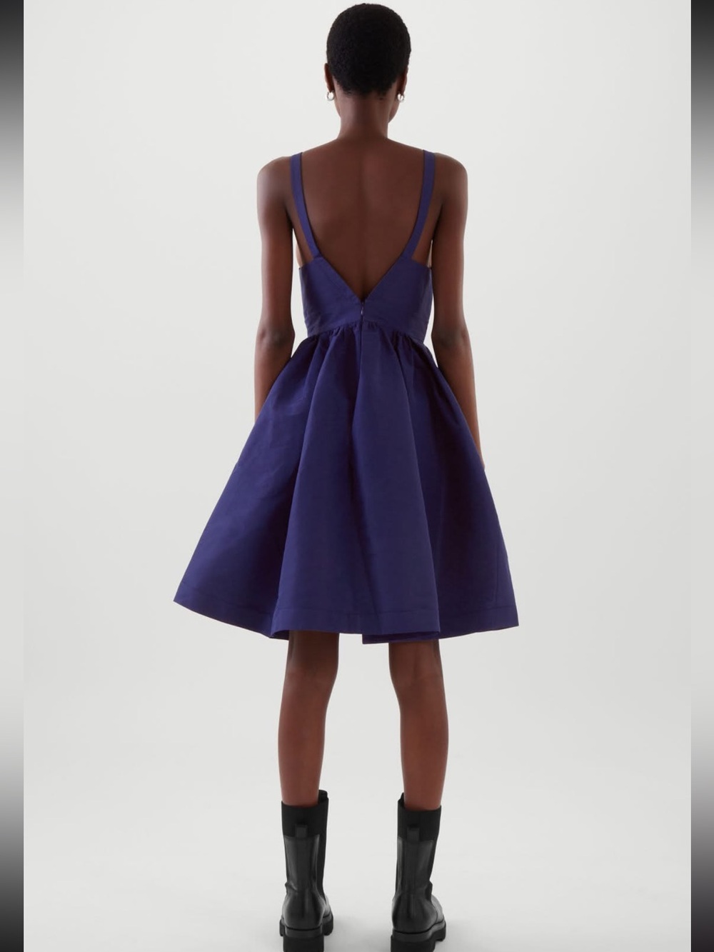 COS Deep V-Neck Midnight Blue Dress, Size 10, NWT - Picture 3 of 3